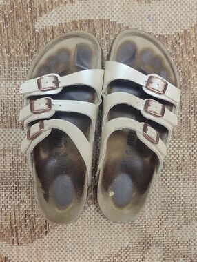 Birkenstock Triple-Buckle Sandals in Cream